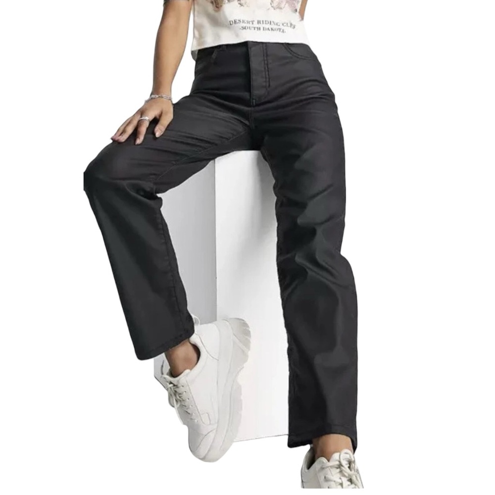We The Free Womens 28 Pacifica High Rise Slim Straight Black Vegan Leather Pants